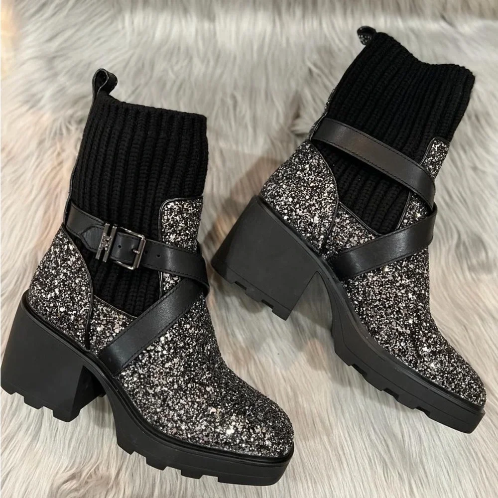 Michael Kors Alistair Glitter Slip-Ons Boots. - Picture 9 of 12